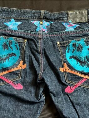 Shmack Jeans Dinosaur Bones 36x31 VTG Y2K Mens Pants